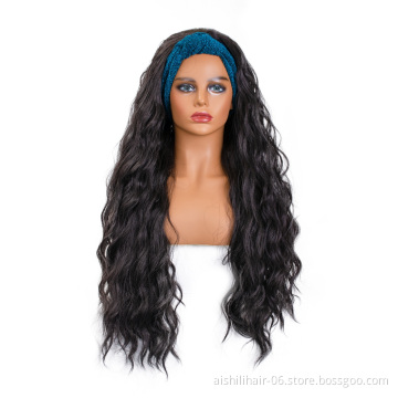 aishili wholesale hair headband wigs for black woman curly headband wig synthetic headband  wig